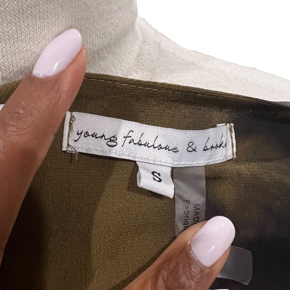 YOUNG FABULOUS & BROKE Tie Dye V Neck Semi Sheer Size Small - Picture 4 of 7